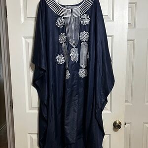 Navy Embroidered Caftan Tunic